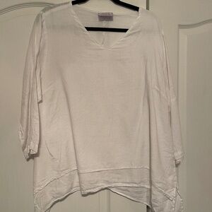 La Fixsun Lagenlook Tunic Blouse 100% Linen Size Small EUC